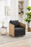 Coolmore Swivel Barrel Chair, Comfy Round Accent Sofa Chair For Living Room, 360 Degree Swivel Barrel Club Chair, Leisure Arm Chair For Nursery, Hotel, Bedroom, Office, Lounge Carbon Black Boucle Carbon Black Foam Boucle