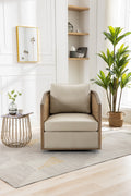Coolmore Swivel Barrel Chair, Comfy Round Accent Sofa Chair For Living Room, 360 Degree Swivel Barrel Club Chair, Leisure Arm Chair For Nursery, Hotel, Bedroom, Office, Lounge Oyster Grey Leather