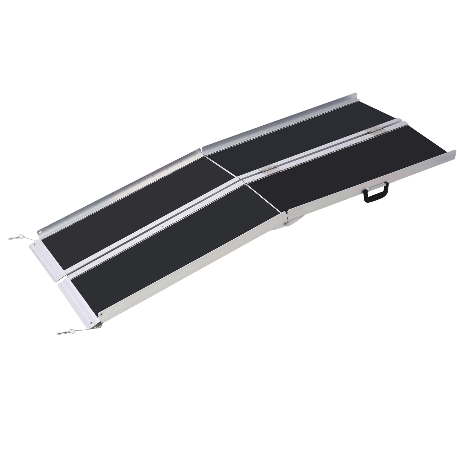 Wheel Chair Ramp 4Ft ,Aluminium Threhold Ramp,Portable And Foldable, 600 Pound Capacity, Non Skid Surface, Two Separate Pieces, For Home, Steps, Stairs, Doorways Silver Aluminium