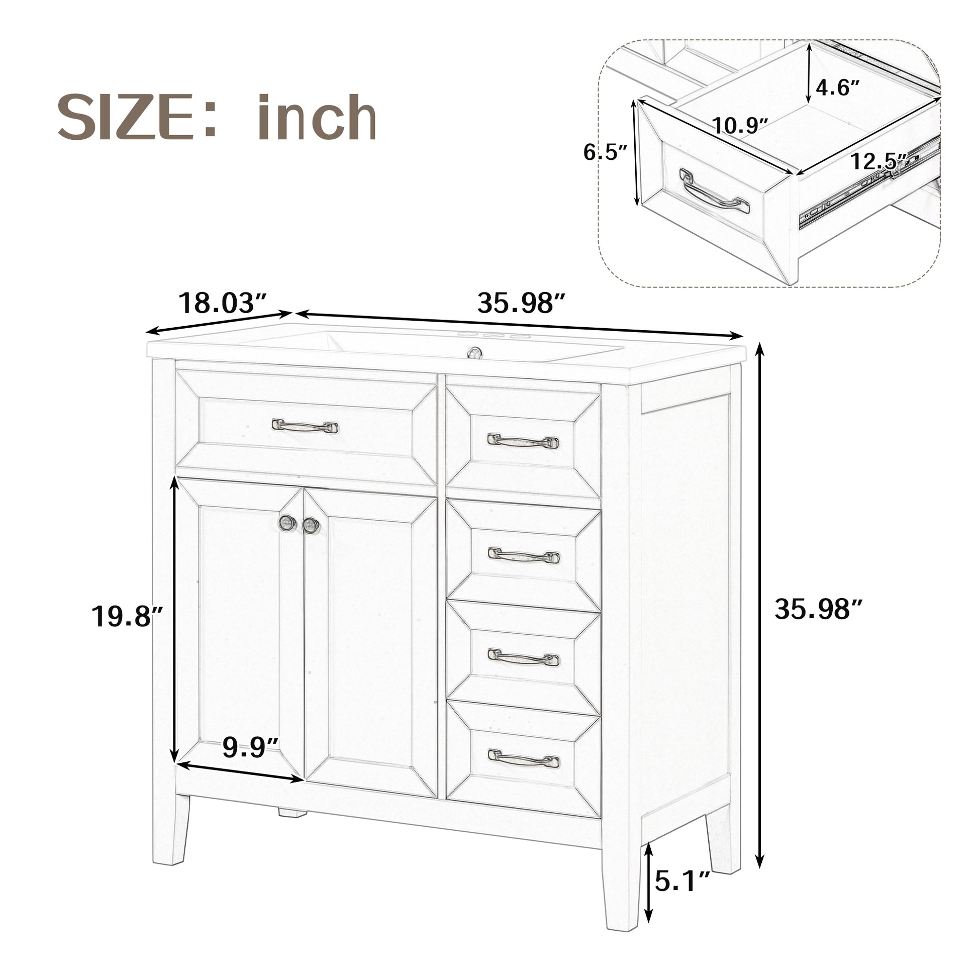 36" Bathroom Vanity With Sink Combo, Blue Bathroom Cabinet With Drawers, Solid Frame And Mdf Board Old Sku:Jl000007Aac Blue Solid Wood Mdf