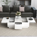 Coffee Table With 2 Large Hidden Storage Compartment, Extendable Cocktail Table With 2 Drawers, High Gloss Center Table With Sliding Top For Living Room, 39.3