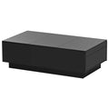 Coffee Table With 2 Large Hidden Storage Compartment, Extendable Cocktail Table With 2 Drawers, High Gloss Center Table With Sliding Top For Living Room, 39.3
