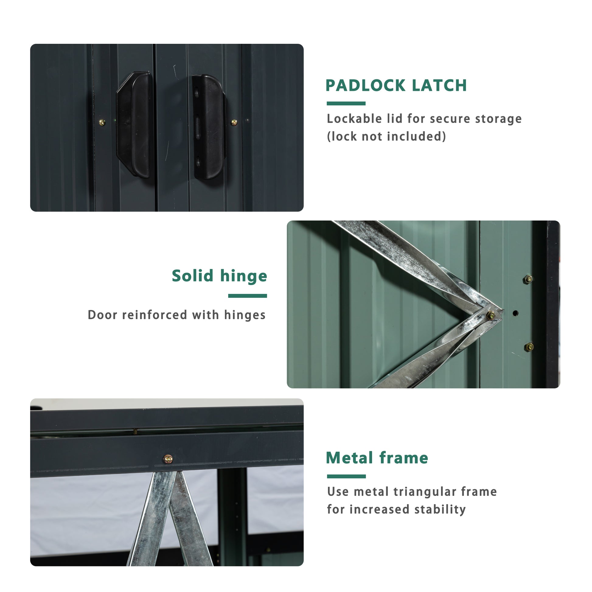Garbage Bin Shed Stores 3 Trash Cans Metal Outdoor Bin Shed For Garbage Storage,Stainless Galvanized Steel, Bin Shed For Garden Yard Lawn W540S00009 Charcoal Iron