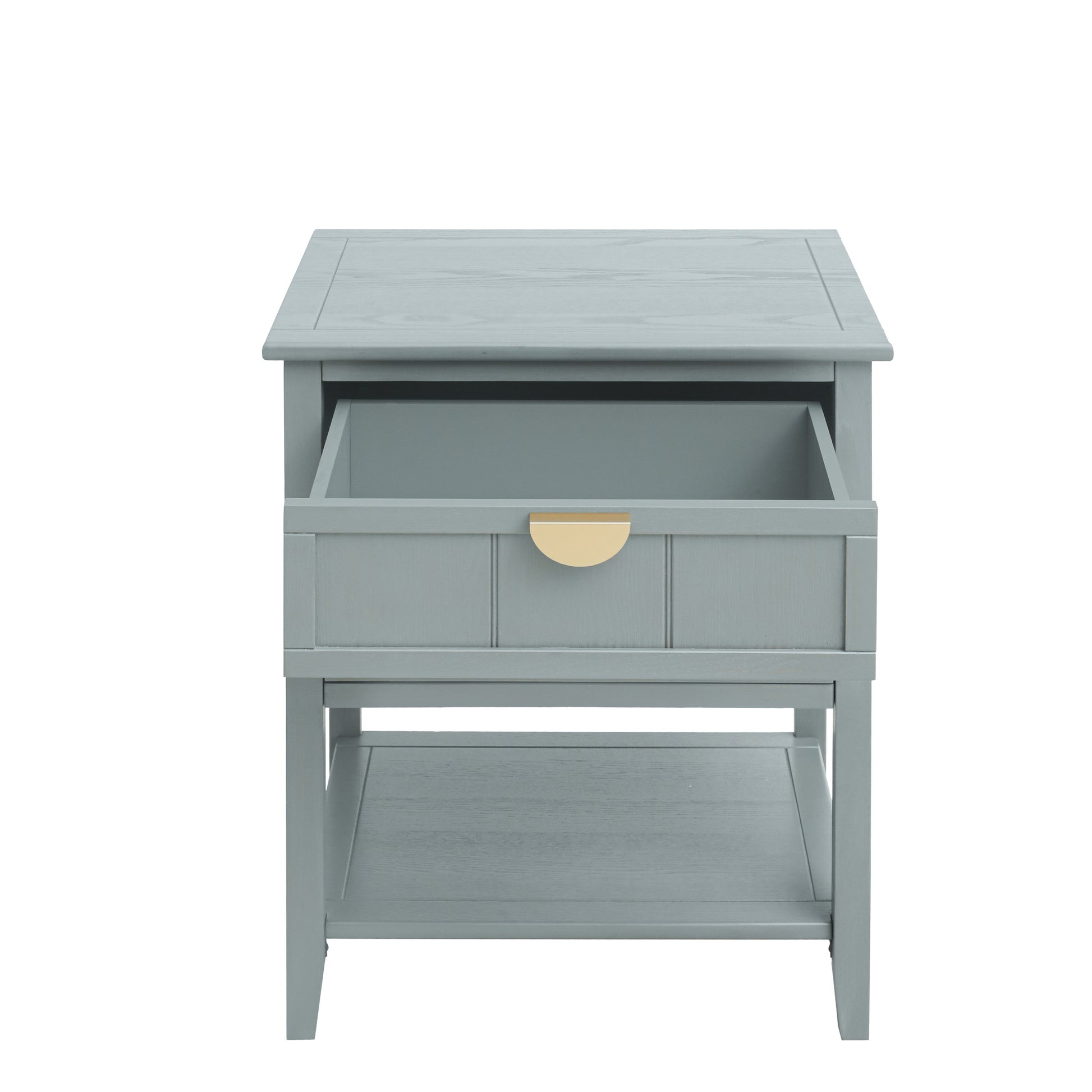 2 Drawer Side Table,American Style, End Table,Suitable For Bedroom, Living Room, Study Light Gray Mdf