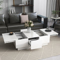 Coffee Table With 2 Large Hidden Storage Compartment, Extendable Cocktail Table With 2 Drawers, High Gloss Center Table With Sliding Top For Living Room, 39.3