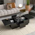 Coffee Table With 2 Large Hidden Storage Compartment, Extendable Cocktail Table With 2 Drawers, High Gloss Center Table With Sliding Top For Living Room, 39.3