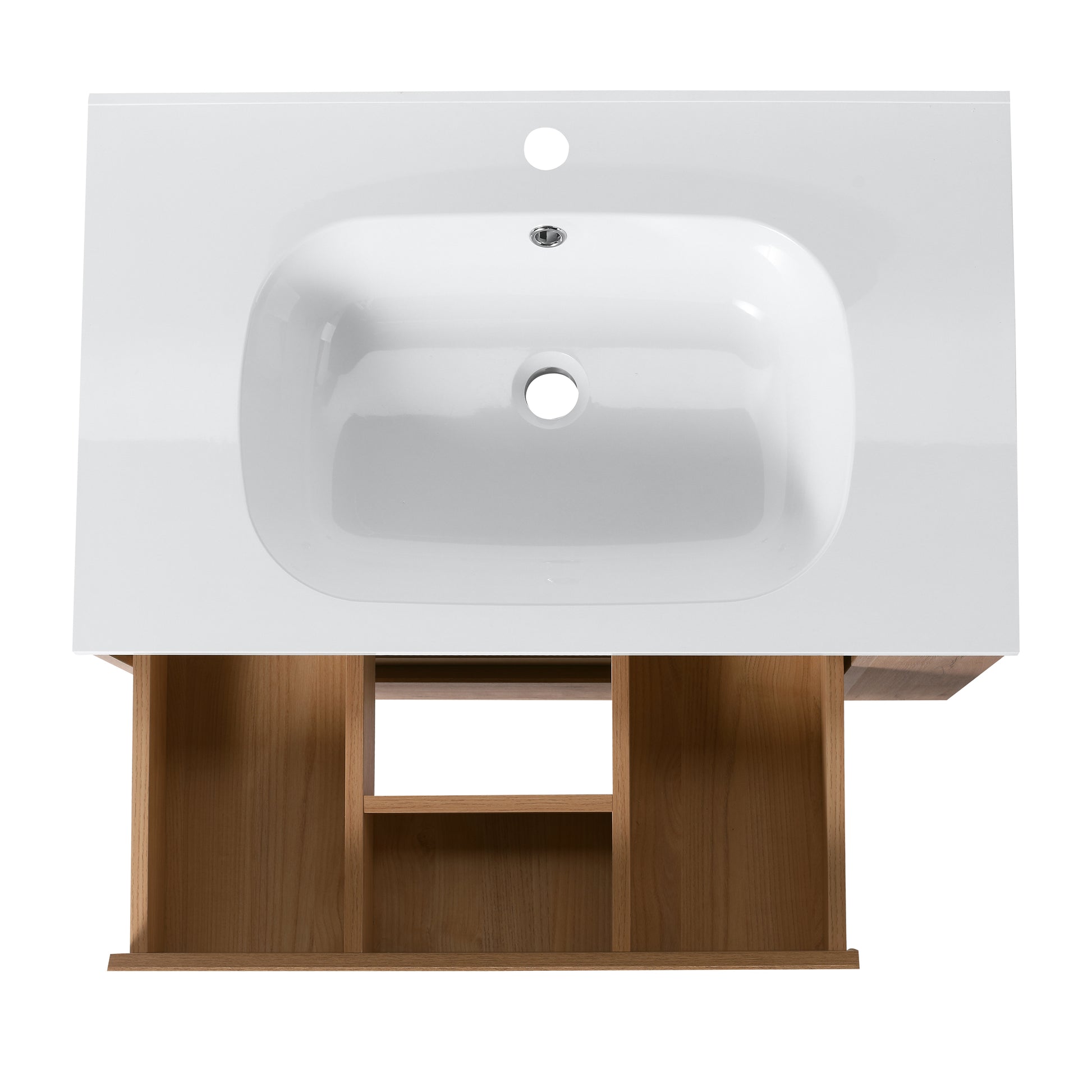 30" Wall Mounting Bathroom Vanity With Gel Sink, Soft Close Drawer 2 Imitative Oak 1 Bathroom Wall Mounted Modern Plywood