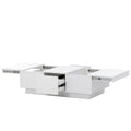 Coffee Table With 2 Large Hidden Storage Compartment, Extendable Cocktail Table With 2 Drawers, High Gloss Center Table With Sliding Top For Living Room, 39.3