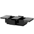 Coffee Table With 2 Large Hidden Storage Compartment, Extendable Cocktail Table With 2 Drawers, High Gloss Center Table With Sliding Top For Living Room, 39.3