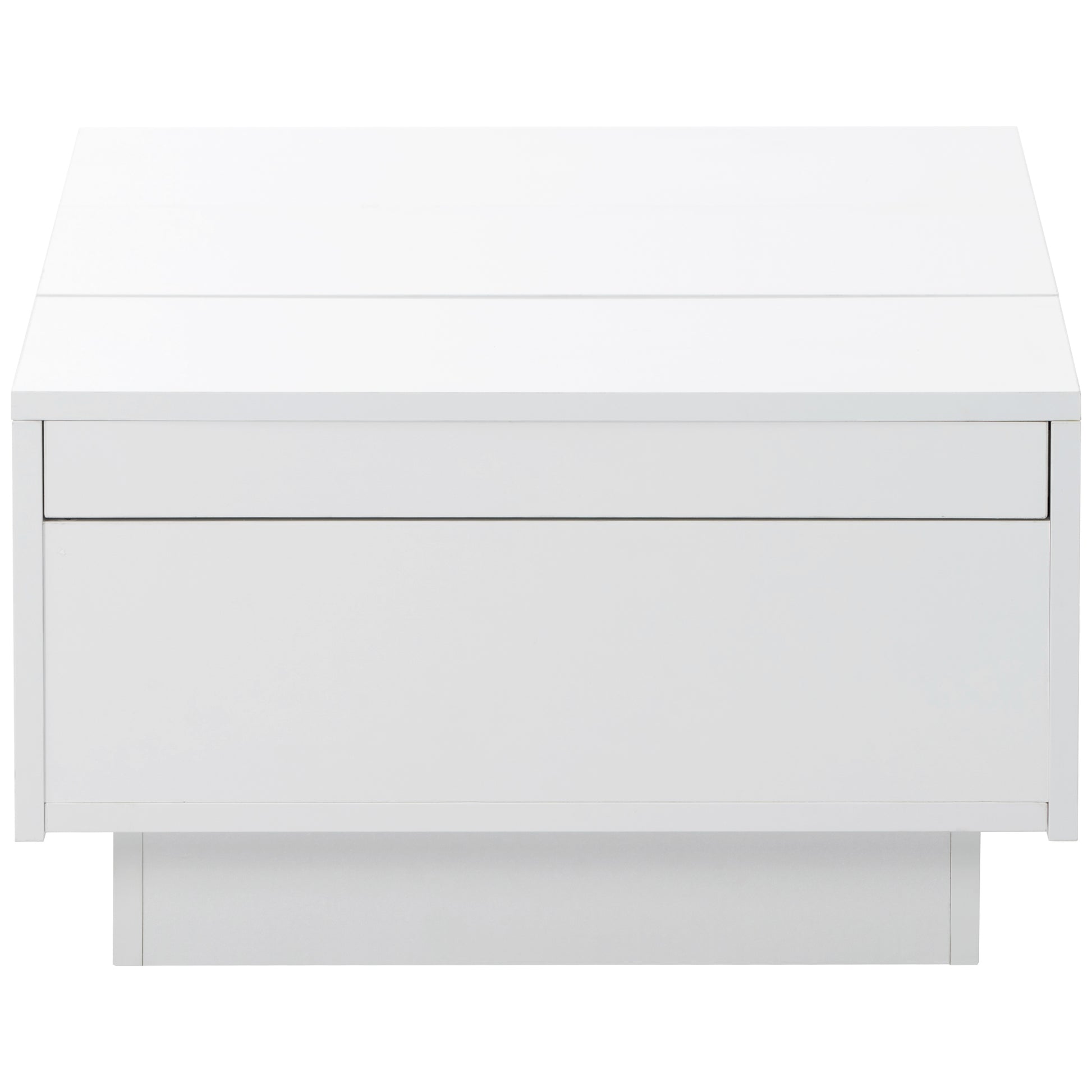 Coffee Table With 2 Large Hidden Storage Compartment, Extendable Cocktail Table With 2 Drawers, High Gloss Center Table With Sliding Top For Living Room, 39.3"X21.6", White White Soft Close Drawers Primary Living Space Modern Freestanding Rectangular