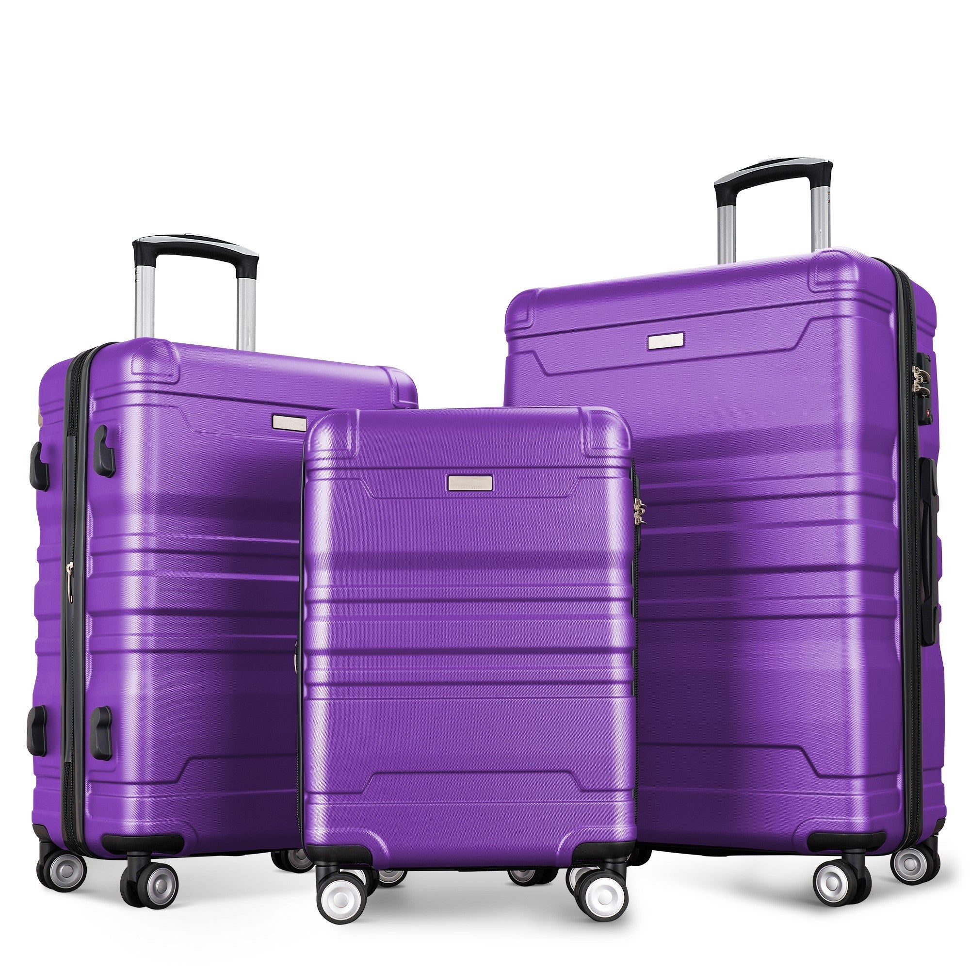 Luggage Sets Model Expandable Abs Hardshell 3Pcs Clearance Luggage Hardside Lightweight Durable Suitcase Sets Spinner Wheels Suitcase With Tsa Lock 20''24''28'' Purple Purple Abs