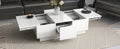 Coffee Table With 2 Large Hidden Storage Compartment, Extendable Cocktail Table With 2 Drawers, High Gloss Center Table With Sliding Top For Living Room, 39.3