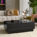 Coffee Table With 2 Large Hidden Storage Compartment, Extendable Cocktail Table With 2 Drawers, High Gloss Center Table With Sliding Top For Living Room, 39.3