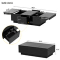 Coffee Table With 2 Large Hidden Storage Compartment, Extendable Cocktail Table With 2 Drawers, High Gloss Center Table With Sliding Top For Living Room, 39.3