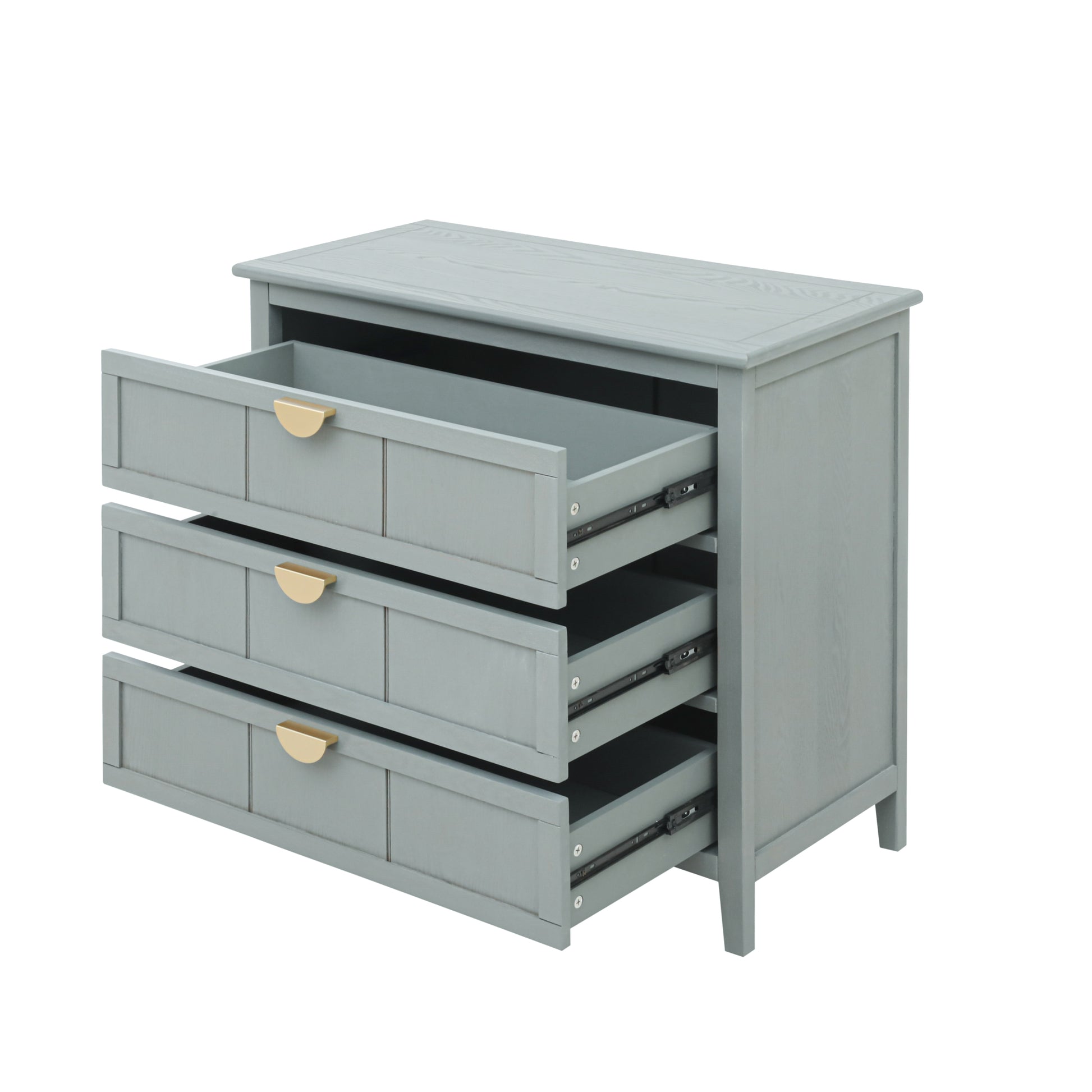 3 Drawer Cabinet, American Furniture,Suitable For Bedroom, Living Room, Study Light Gray Mdf