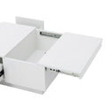 Coffee Table With 2 Large Hidden Storage Compartment, Extendable Cocktail Table With 2 Drawers, High Gloss Center Table With Sliding Top For Living Room, 39.3