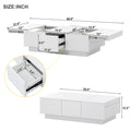 Coffee Table With 2 Large Hidden Storage Compartment, Extendable Cocktail Table With 2 Drawers, High Gloss Center Table With Sliding Top For Living Room, 39.3