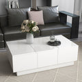 Coffee Table With 2 Large Hidden Storage Compartment, Extendable Cocktail Table With 2 Drawers, High Gloss Center Table With Sliding Top For Living Room, 39.3