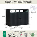 Garbage Bin Shed Stores 2 Trash Cans Metal Outdoor Bin Shed For Garbage Storage,Stainless Galvanized Steel, Bin Shed For Garden Yard Lawn Charcoal Iron