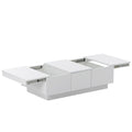Coffee Table With 2 Large Hidden Storage Compartment, Extendable Cocktail Table With 2 Drawers, High Gloss Center Table With Sliding Top For Living Room, 39.3