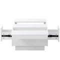 Coffee Table With 2 Large Hidden Storage Compartment, Extendable Cocktail Table With 2 Drawers, High Gloss Center Table With Sliding Top For Living Room, 39.3