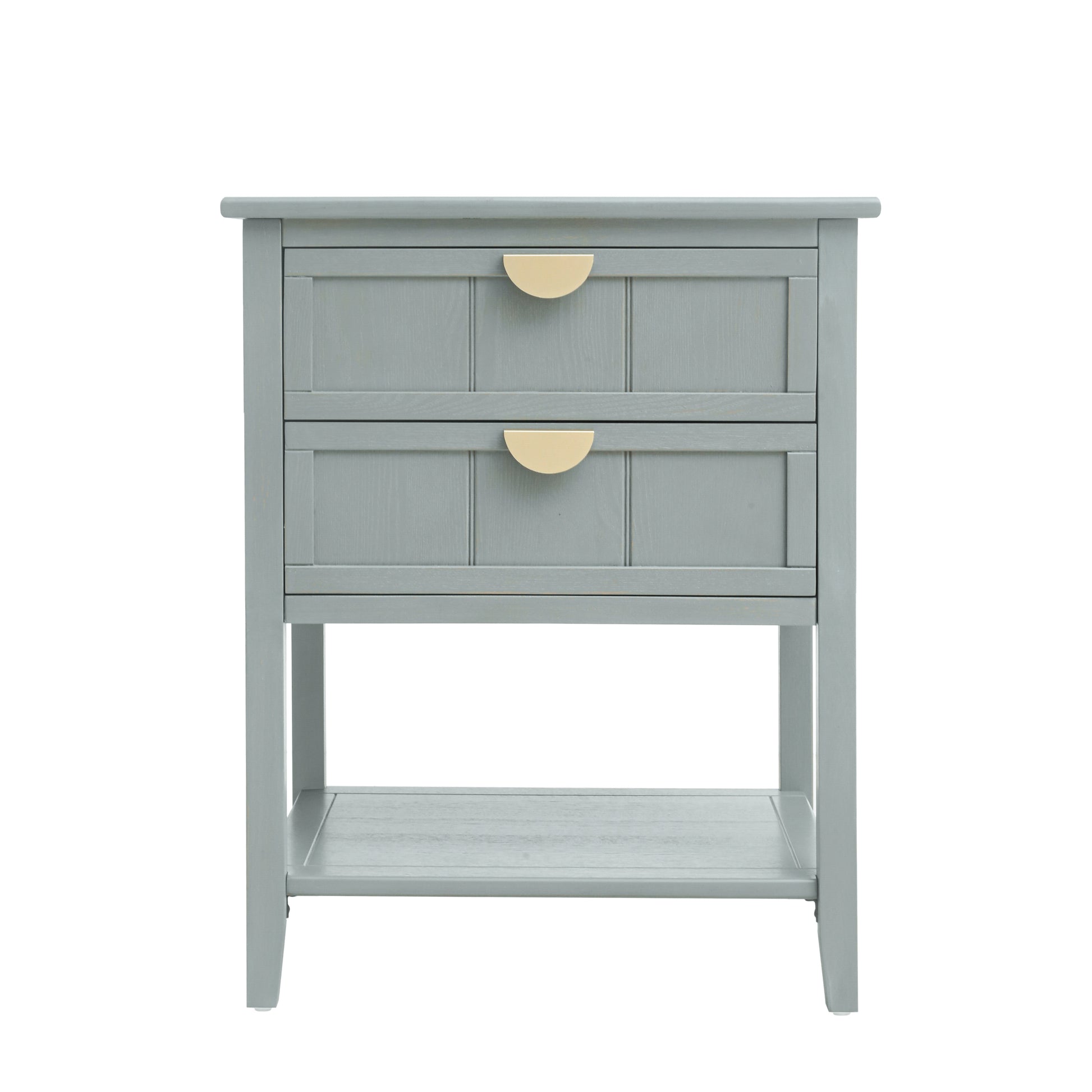 2 Drawer Side Table,American Style, End Table,Suitable For Bedroom, Living Room, Study Light Gray Mdf