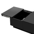 Coffee Table With 2 Large Hidden Storage Compartment, Extendable Cocktail Table With 2 Drawers, High Gloss Center Table With Sliding Top For Living Room, 39.3