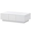 Coffee Table With 2 Large Hidden Storage Compartment, Extendable Cocktail Table With 2 Drawers, High Gloss Center Table With Sliding Top For Living Room, 39.3