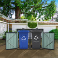 Garbage Bin Shed Stores 2 Trash Cans Metal Outdoor Bin Shed For Garbage Storage,Stainless Galvanized Steel, Bin Shed For Garden Yard Lawn Charcoal Iron