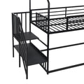 Twin Size Metal Bunk Bed House Bed With Slide And Staircase, Black Twin Black Metal & Wood