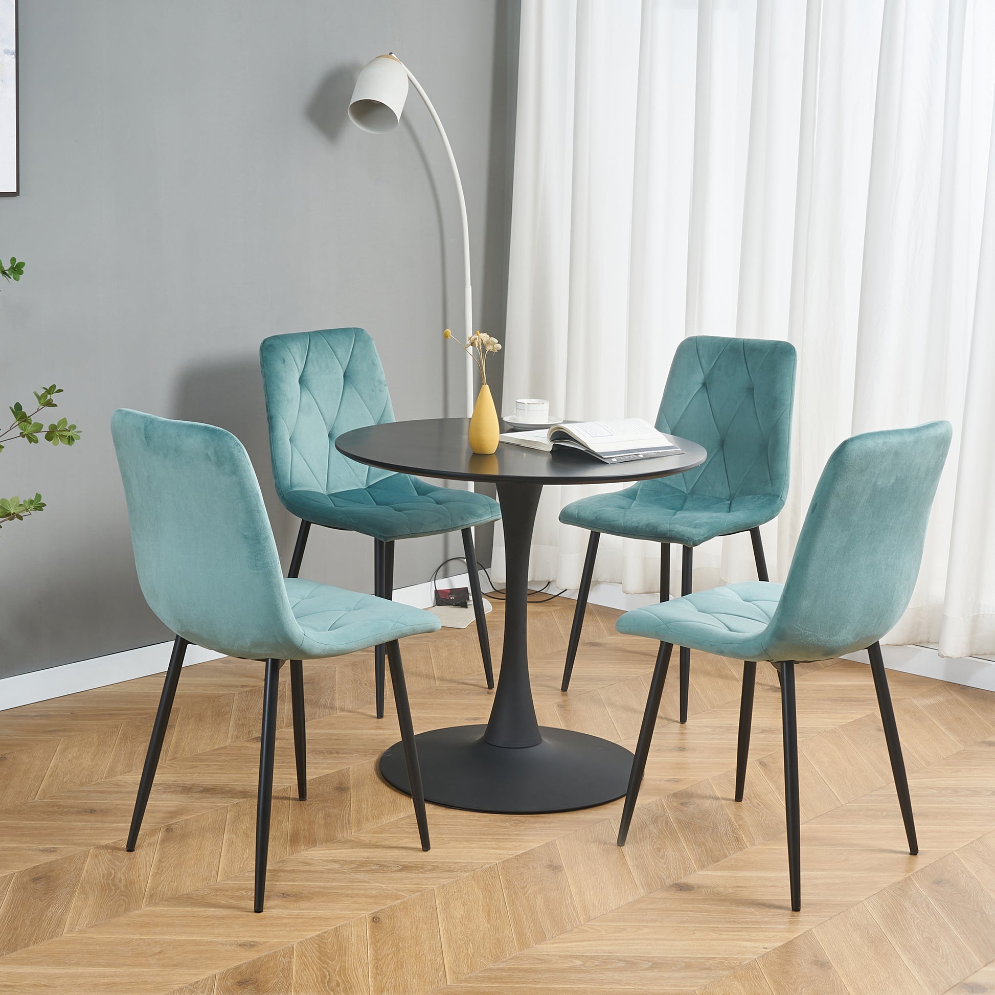 Light Luxury And Simple Style, Horn Chassis Design, Home Hospitality, Business Negotiations, Leisure Party Special, High Appearance Level For Multiple Scenes Set Of 1 Black Mdf