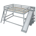 Full Over Full Bunk Bed With Ladder, Slide And Shelves, Gray Gray Pine