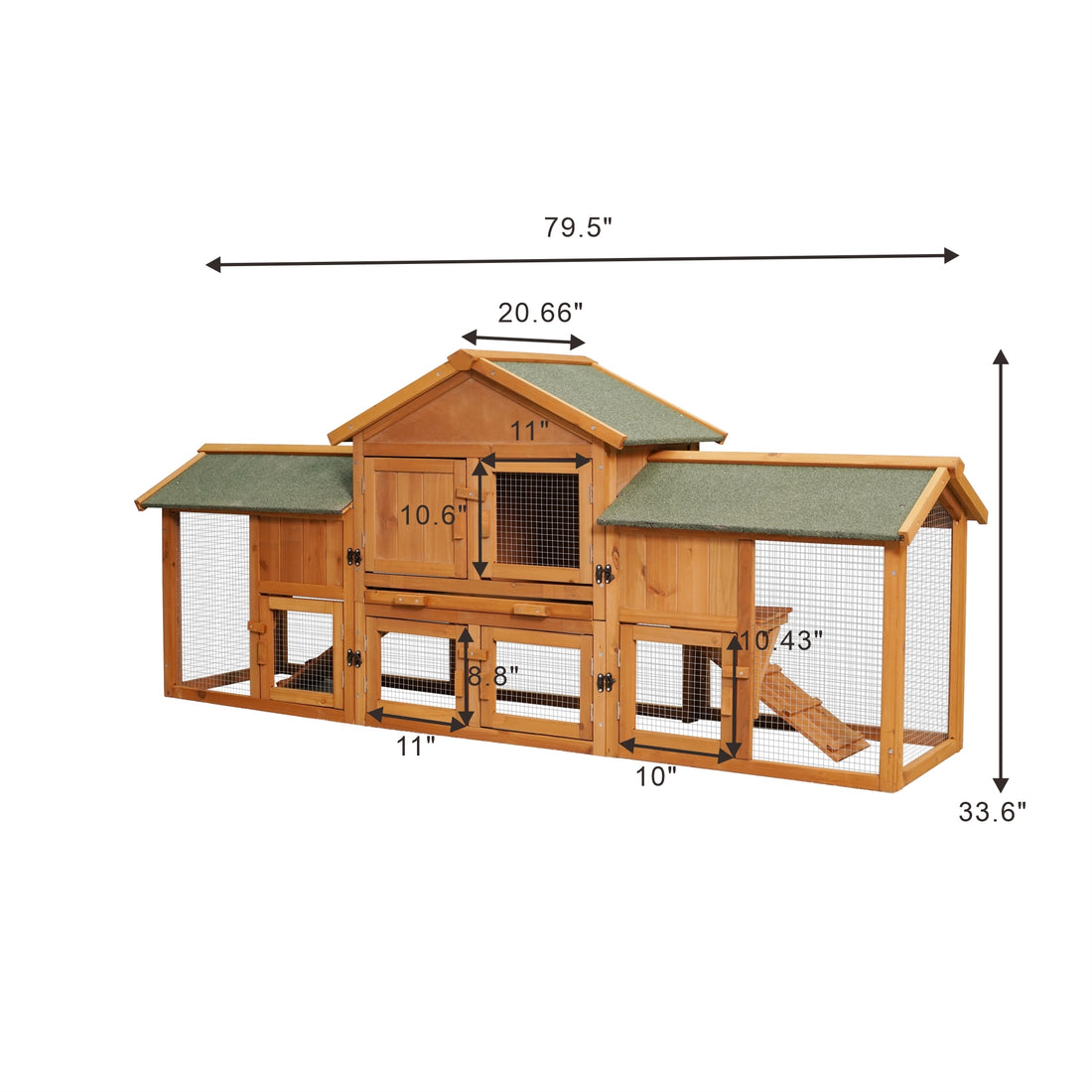 79.5" Extra Large Bunny Cage With 2 Runs House Small Animal Habitats For Guinea Pigs Hamster Removable Tray Two Tier Waterproof Roof Pet Supplies Cottage Poultry Pen Enclosure Bean Red Teddy Foam Metal & Wood