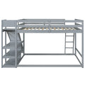 Full Over Full Bunk Bed With Ladder, Slide And Shelves, Gray Gray Pine