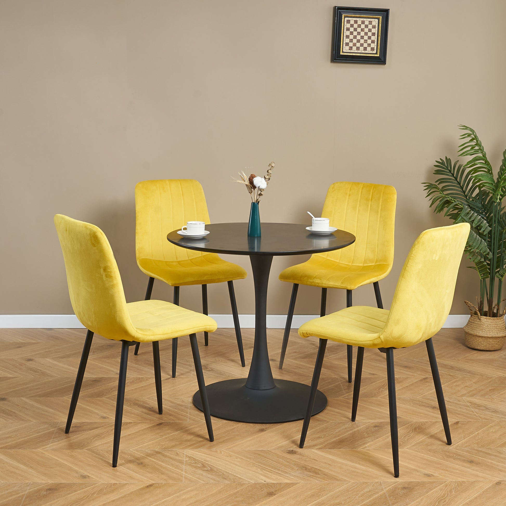 Light Luxury And Simple Style, Horn Chassis Design, Home Hospitality, Business Negotiations, Leisure Party Special, High Appearance Level For Multiple Scenes Set Of 1 Black Mdf