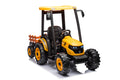 Ride On Tractor With Trailer, 24V Battery Powered Electric Vehicle Toy With 3 Gear Shift Ground Loader, Treaded Tires, Led Lights, Audio, Safety Belt, Kids Ride On Car Yellow Yellow Plastic