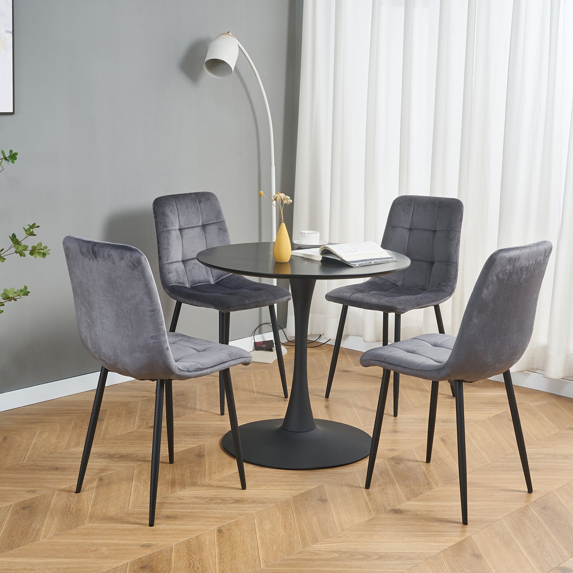 Light Luxury And Simple Style, Horn Chassis Design, Home Hospitality, Business Negotiations, Leisure Party Special, High Appearance Level For Multiple Scenes Set Of 1 Black Mdf