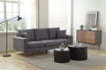 Modern Grey Three Seat Sofa With Thick Sponge And Two Pillows, 87.40Inch Dark Gray Fabric