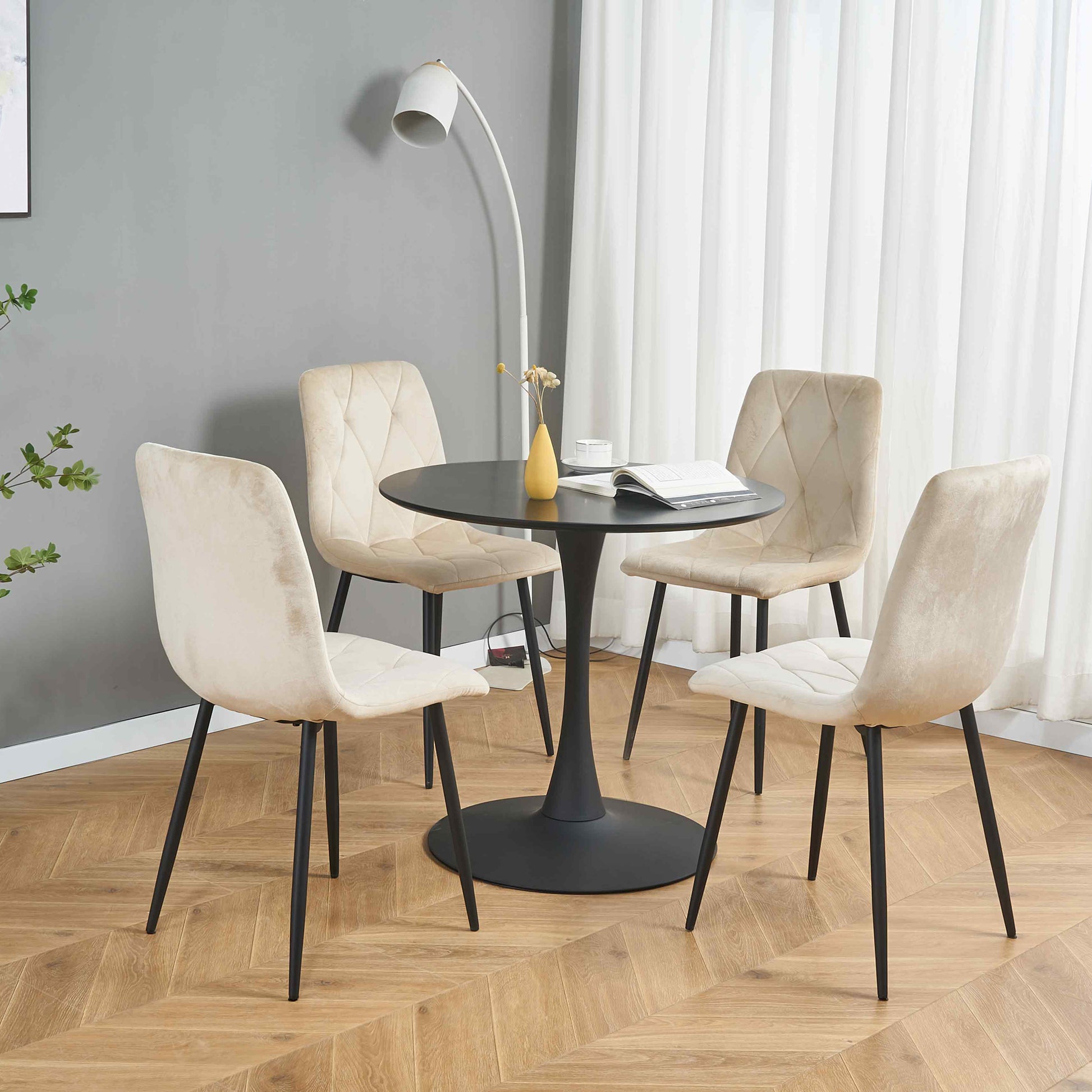 Light Luxury And Simple Style, Horn Chassis Design, Home Hospitality, Business Negotiations, Leisure Party Special, High Appearance Level For Multiple Scenes Set Of 1 Black Mdf