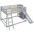 Full Over Full Bunk Bed With Ladder, Slide And Shelves, Gray Gray Pine