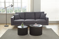 Modern Grey Three Seat Sofa With Thick Sponge And Two Pillows, 87.40Inch Dark Gray Fabric