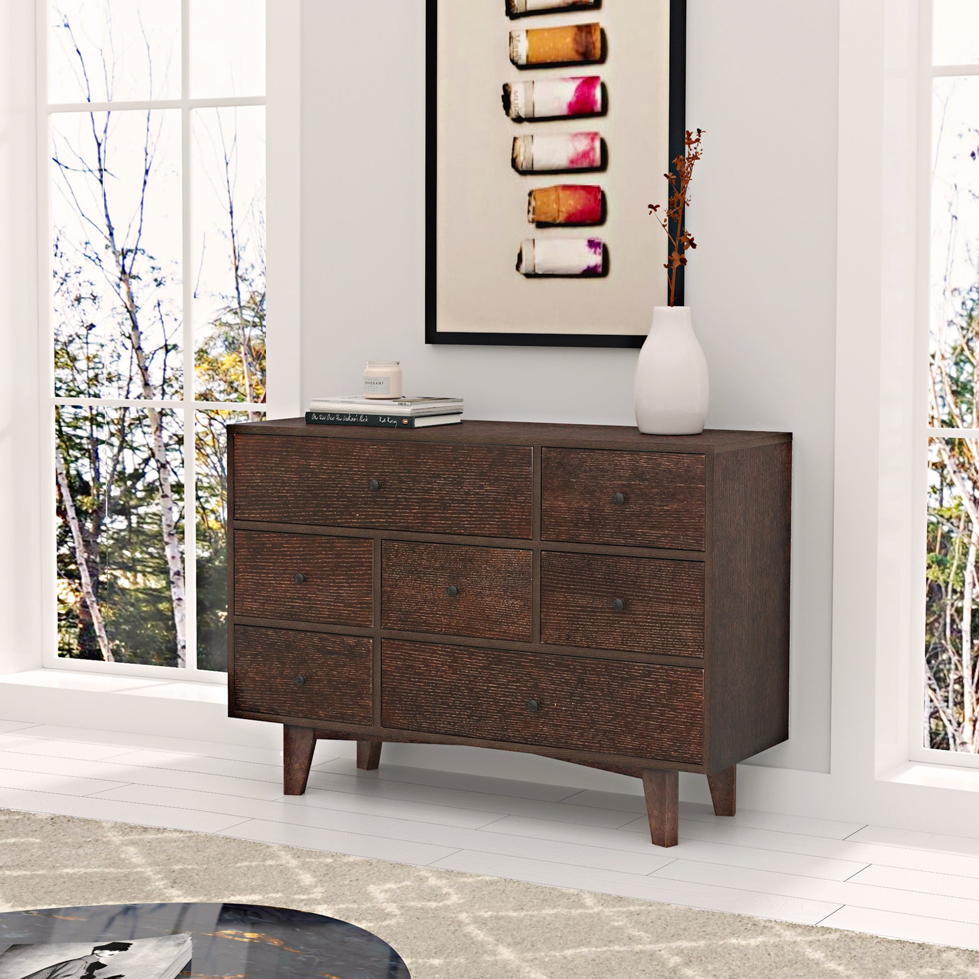 Solid Wood Spray Painted Drawer Dresser Bar,Buffet Tableware Cabinet Lockers Buffet Server Console Table Lockers, Retro Round Handle, Applicable To The Dining Room, Living Room,Kitchen Corridor Auburn 5 Or More Drawers Auburn Primary Living Space Classic