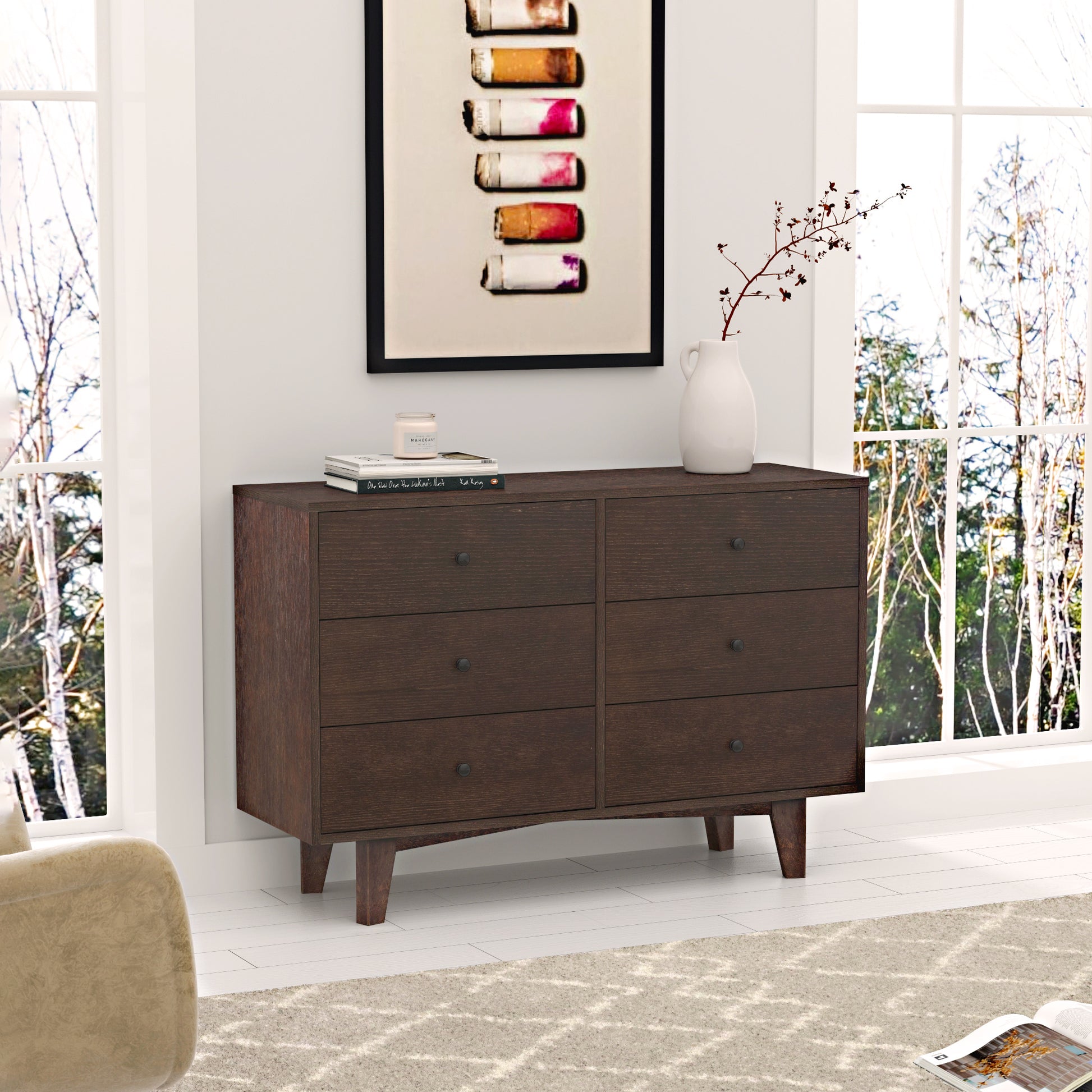 Solid Wood Spray Painted Drawer Dresser Bar,Buffet Tableware Cabinet Lockers Buffet Server Console Table Lockers, Retro Round Handle, Applicable To The Dining Room, Living Room,Kitchen Corridor Auburn 5 Or More Drawers Auburn Primary Living Space Solid