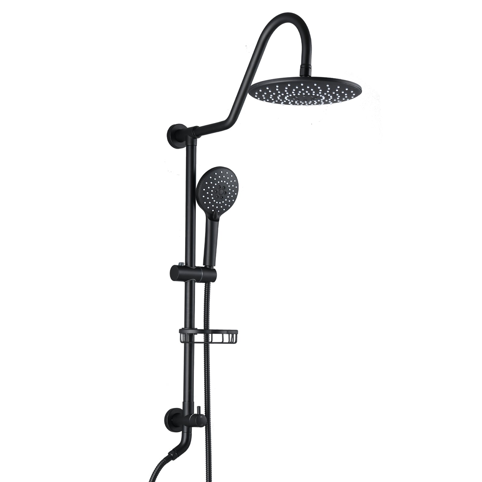 10" Rainfall Shower Head And Handheld Showerhead Combo Shower System With Slide Bar, Matte Black Matte Black Brass