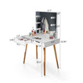 Wooden Vanity Table Makeup Dressing Desk With Led Light,Dressing Table With Usb Port,White White Solid Wood Mdf