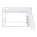 Full Over Full Bunk Bed With Ladder, Slide And Shelves, White White Pine