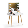 Wooden Vanity Table Makeup Dressing Desk With Led Light,Dressing Table With Usb Port,White White Solid Wood Mdf