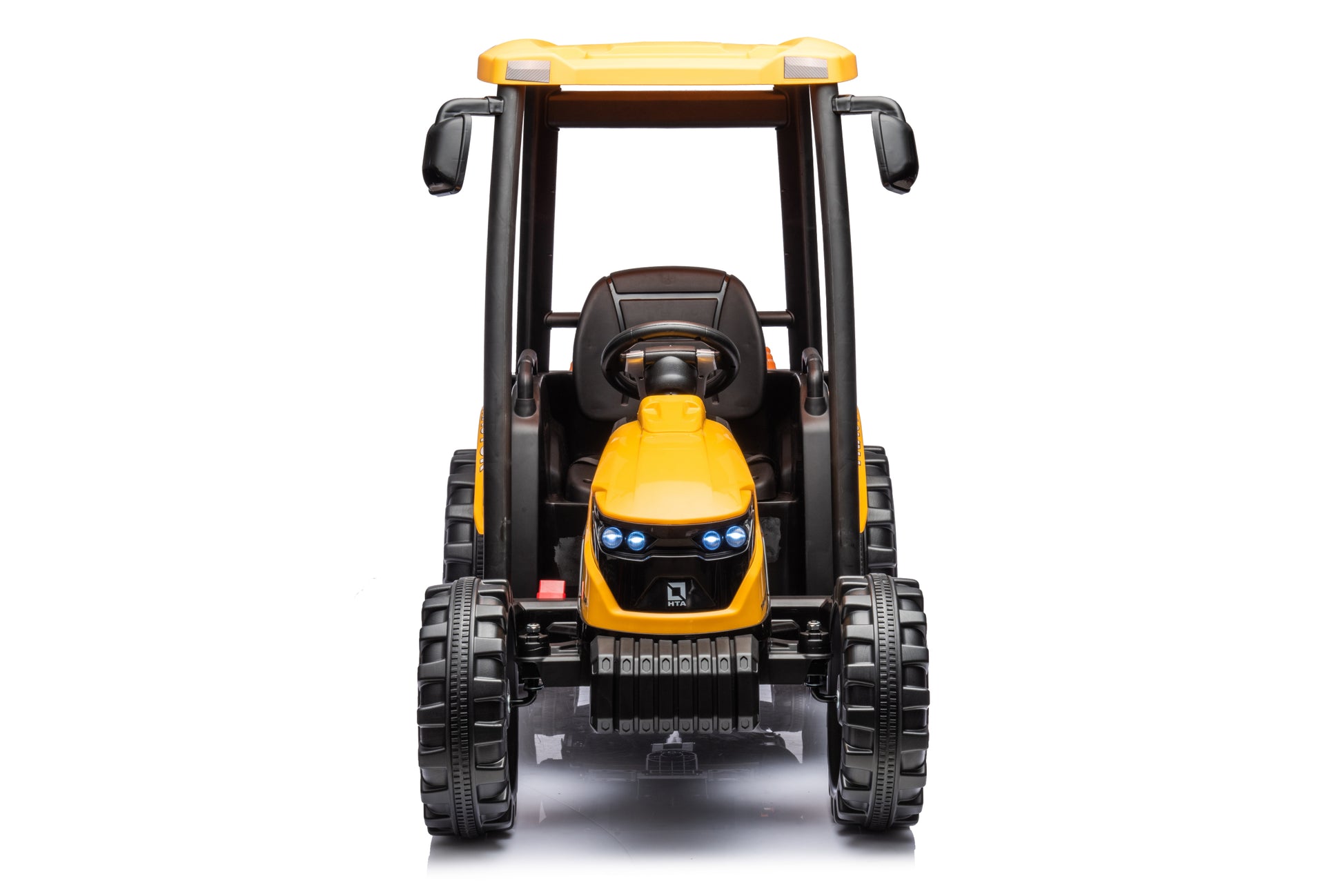 Pedal Tractors With Working Loader And Backhoe Digger, Kids' Ride On Car Toys 24V Battery Powered Electric Vehicles With Trailer, Digger For Toddlers Yellow Yellow Plastic