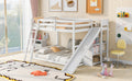 Full Over Full Bunk Bed With Ladder, Slide And Shelves, White White Pine