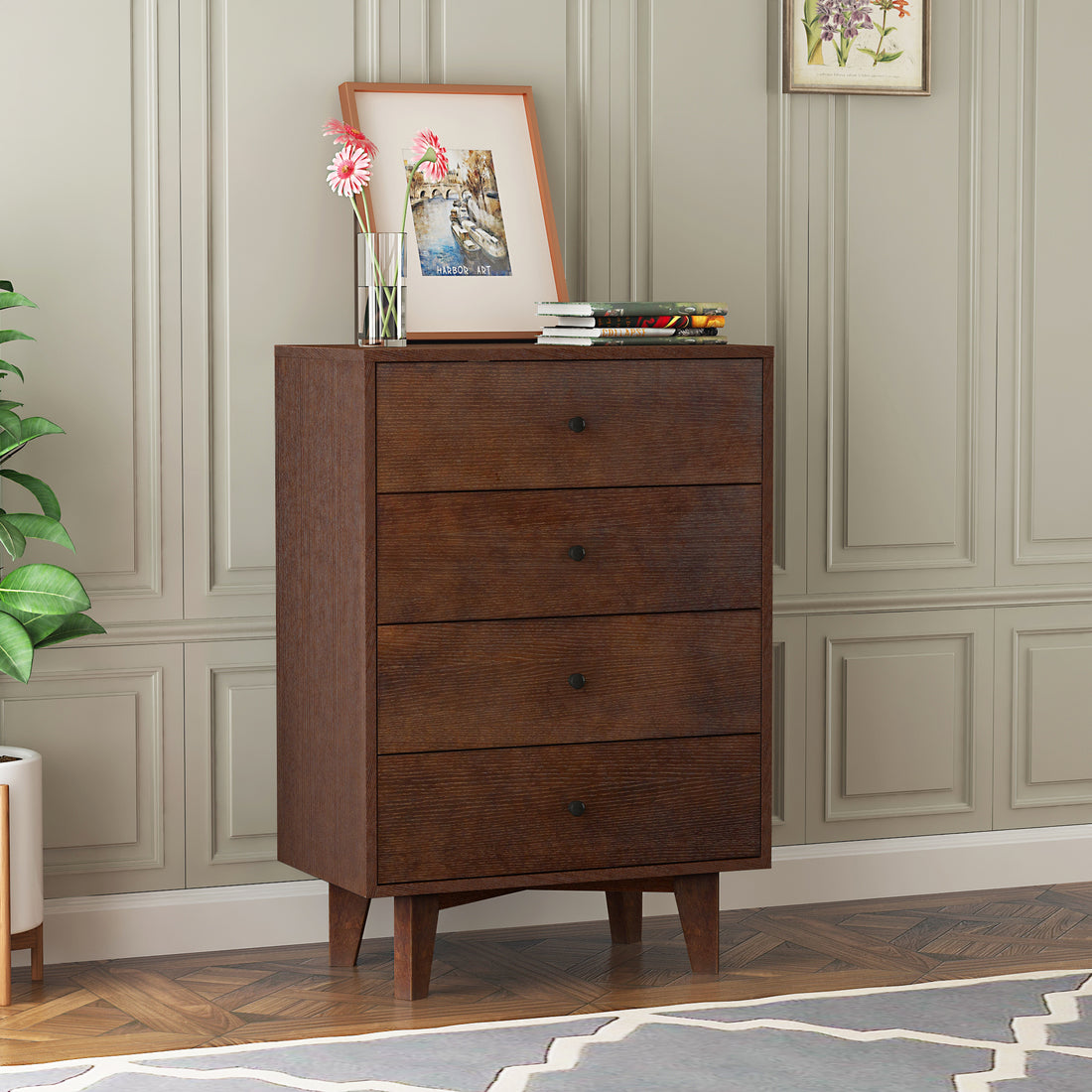 Solid Wood Spray Painted Drawer Dresser Bar,Buffet Tableware Cabinet Lockers Buffet Server Console Table Lockers, Retro Round Handle, Applicable To The Dining Room, Living Room,Kitchen Corridor Auburn 3 4 Drawers Auburn Primary Living Space Solid Wood